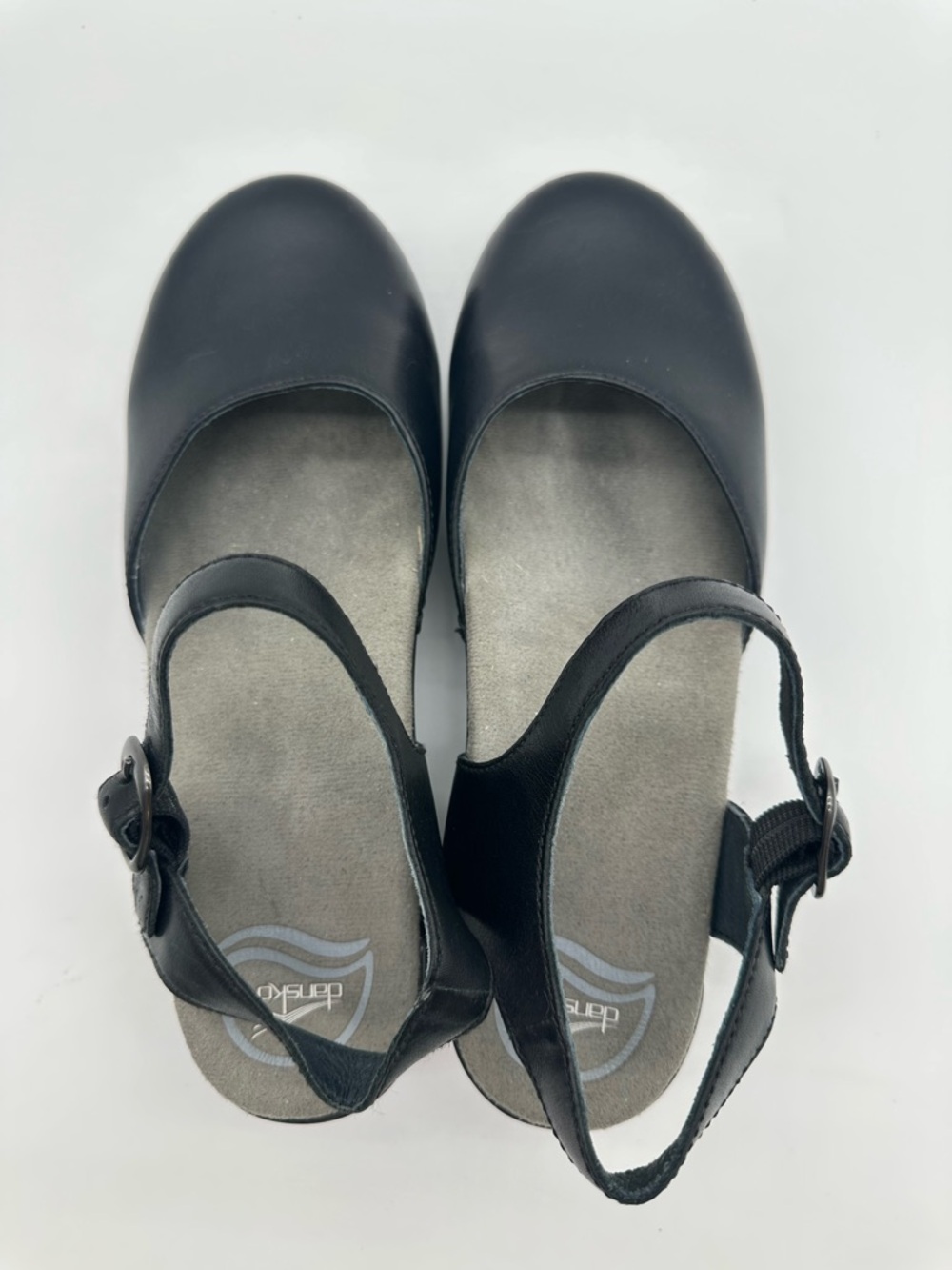 Dansko Black Leather Mary Jane Clog Heels - Picture 4 of 9